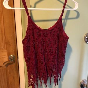 Dark Red Rue 21 Lace Crop Top